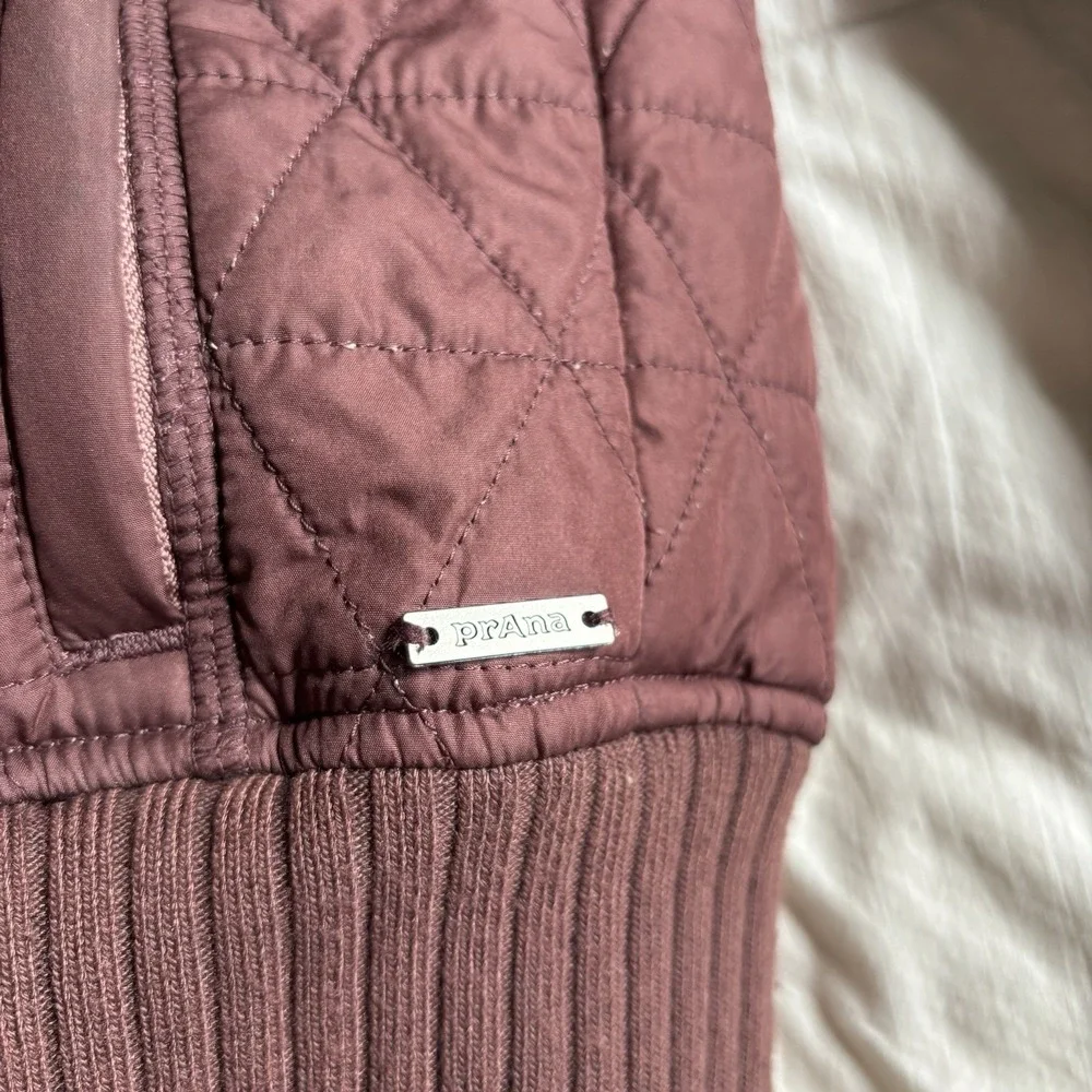 PrAna Diva Bomber Quilted Sherpa Lined Jacket Womens S Brown Wood Outdoor GORP - Picture 4 of 16